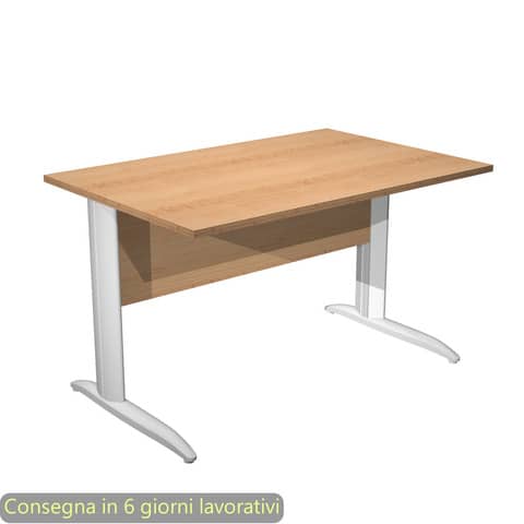 Scrivania piano faggio 120x80xH.72 cm gamba a L in metallo bianco opaco linea Presto Artexport – 004K2/6/AN