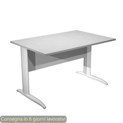 Scrivania piano grigio 120x80xH.72 cm gamba a L in metallo bianco opaco linea Presto Artexport – 004K2/9/AN