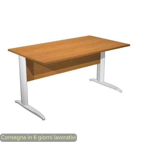 Scrivania piano noce chiaro 140x80xH.72 cm gamba a L in metallo bianco opaco linea Presto Artexport – 002K2/4/AN