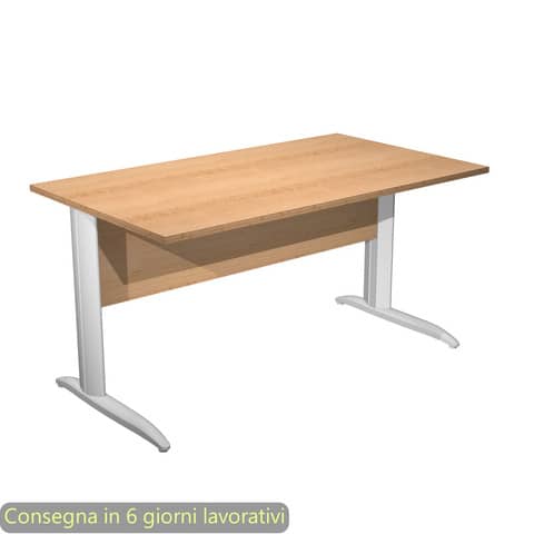 Scrivania piano faggio 140x80xH.72 cm gamba a L in metallo bianco opaco linea Presto Artexport – 002K2/6/AN