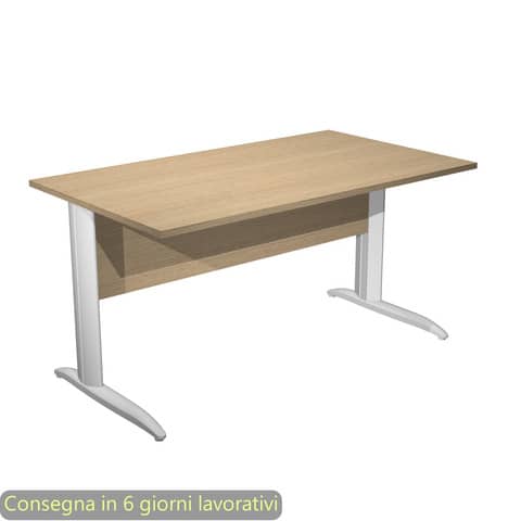 Scrivania piano rovere 140x80xH.72 cm gamba a L in metallo bianco opaco linea Presto Artexport – 002K2/C/AN