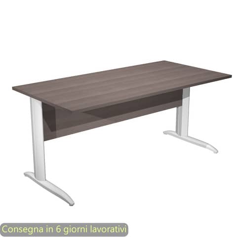 Scrivania piano frassino toscano 160x80xH.72 cm gamba a L in metallo bianco opaco Presto Artexport 003K2/F/AN