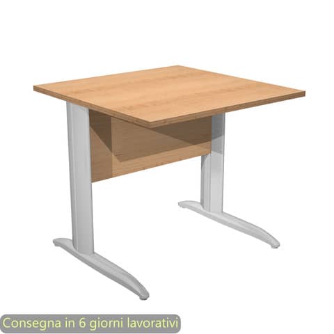 Scrivania piano faggio 80x80xH.72 cm gamba a L in metallo effetto cromato linea Presto Artexport – 001K2/6/AR