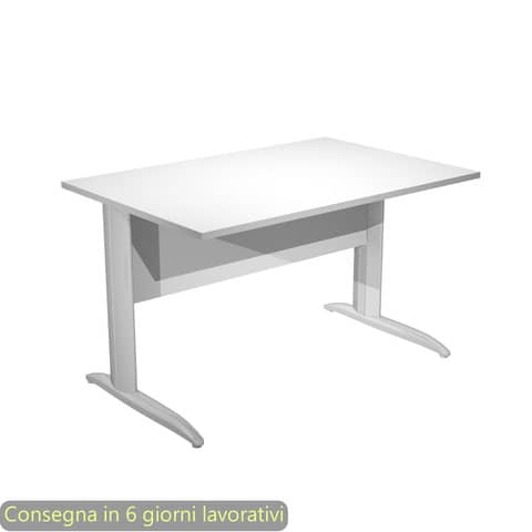Scrivania piano bianco 120x80xH.72 cm gamba a L in metallo effetto cromato linea Presto Artexport – 004K2/3/AR