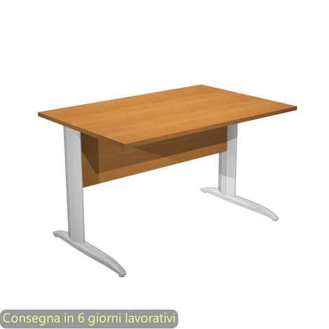 Scrivania piano noce chiaro 120x80xH.72 cm gamba a L in metallo effetto cromato linea Presto Artexport – 004K2/4/AR