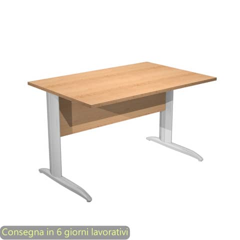 Scrivania piano faggio 120x80xH.72 cm gamba a L in metallo effetto cromato linea Presto Artexport – 004K2/6/AR