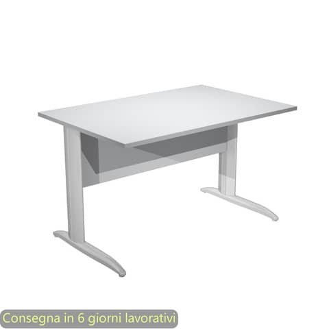 Scrivania piano grigio 120x80xH.72 cm gamba a L in metallo effetto cromato linea Presto Artexport – 004K2/9/AR