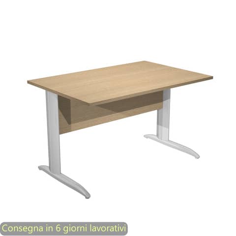 Scrivania piano rovere 120x80xH.72 cm gamba a L in metallo effetto cromato linea Presto Artexport – 004K2/C/AR