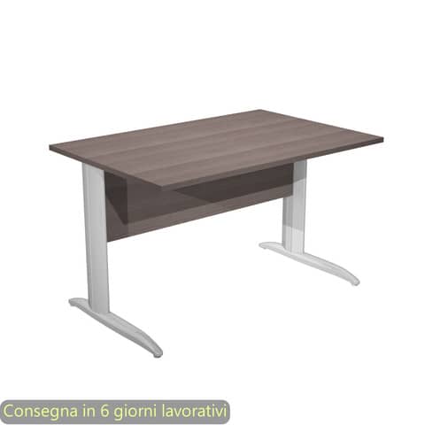 Scrivania piano frassino toscano 120x80xH.72 cm gamba a L in metallo effetto cromato Presto – 004K2/F/AR