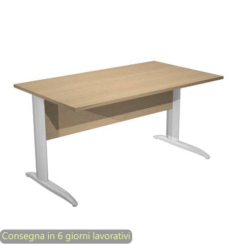 Scrivania piano rovere 140x80xH.72 cm gamba a L in metallo effetto cromato linea Presto Artexport – 002K2/C/AR