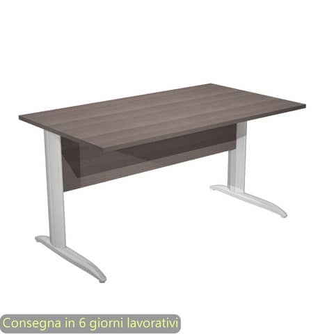 Scrivania piano frassino toscano 140x80xH.72 cm gamba a L in metallo effetto cromato Presto – 002K2/F/AR