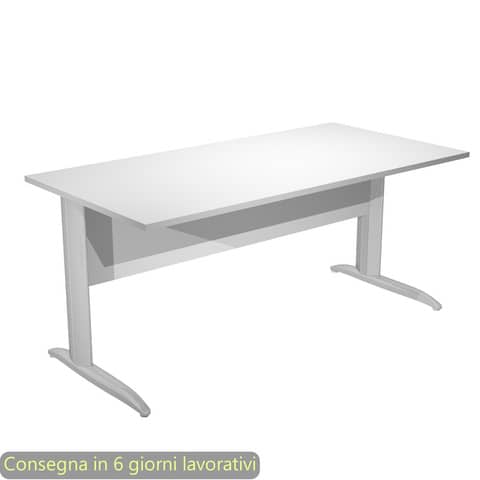 Scrivania piano bianco 160x80xH.72 cm gamba a L in metallo effetto cromato linea Presto Artexport – 003K2/3/AR