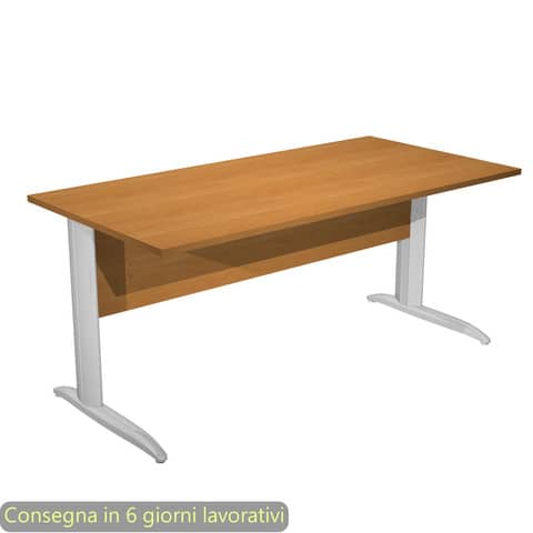 Scrivania piano noce chiaro 160x80xH.72 cm gamba a L in metallo effetto cromato linea Presto Artexport – 003K2/4/AR