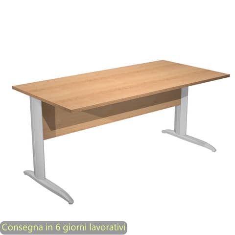 Scrivania piano faggio 160x80xH.72 cm gamba a L in metallo effetto cromato linea Presto Artexport – 003K2/6/AR