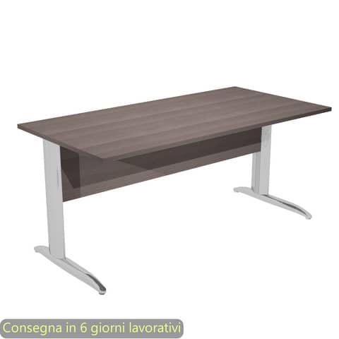 Scrivania piano frassino toscano 160x80xH.72 cm gamba a L in metallo effetto cromato Presto – 003K2/F/AR