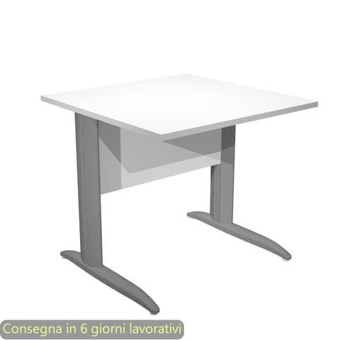 Scrivania piano bianco 80x80xH.72 cm gamba a L in metallo antracite opaco linea Presto Artexport – 001K2/3/AF