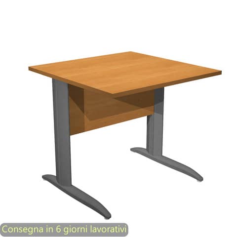 Scrivania piano noce chiaro 80x80xH.72 cm gamba a L in metallo antracite opaco linea Presto Artexport – 001K2/4/AF