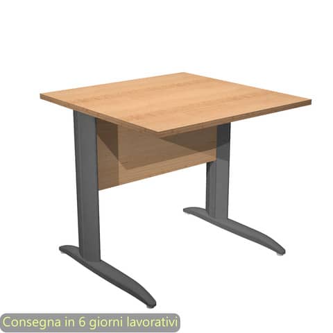 Scrivania piano faggio 80x80xH.72 cm gamba a L in metallo antracite opaco linea Presto Artexport – 001K2/6/AF