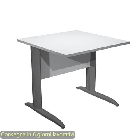 Scrivania piano grigio 80x80xH.72 cm gamba a L in metallo antracite opaco linea Presto Artexport – 001K2/9/AF