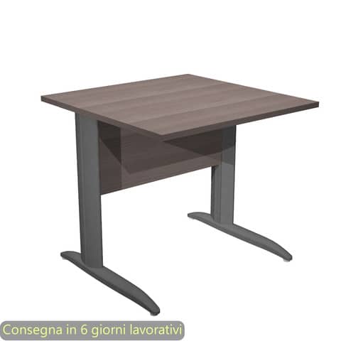 Scrivania piano frassino toscano 80x80xH.72 cm gamba a L in metallo antracite opaco Presto – 001K2/F/AF
