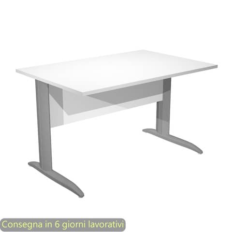 Scrivania piano bianco 120x80xH.72 cm gamba a L in metallo antracite opaco linea Presto Artexport – 004K2/3/AF