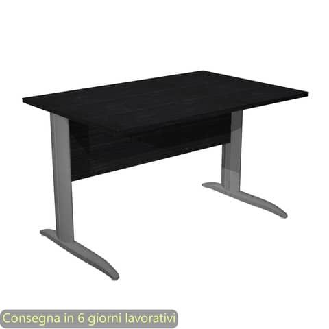 Scrivania piano nero venato frassino 120x80xH.72 cm gamba a L in metallo antracite opaco Presto – 004K2/8/AF