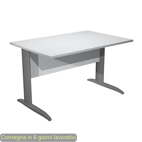 Scrivania piano grigio 120x80xH.72 cm gamba a L in metallo antracite opaco linea Presto Artexport – 004K2/9/AF