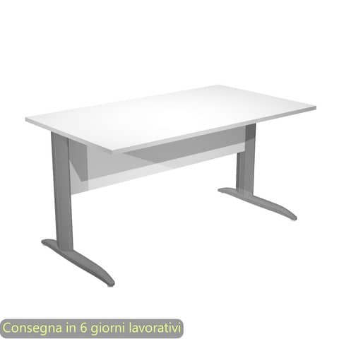 Scrivania piano bianco 140x80xH.72 cm gamba a L in metallo antracite opaco linea Presto Artexport – 002K2/3/AF