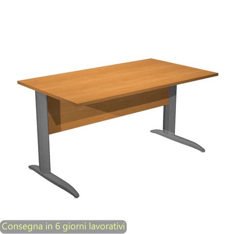 Scrivania piano noce chiaro 140x80xH.72 cm gamba a L in metallo antracite opaco linea Presto Artexport – 002K2/4/AF