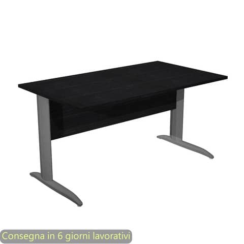 Scrivania piano nero venato frassino 140x80xH.72 cm gamba a L in metallo antracite opaco Presto – 002K2/8/AF
