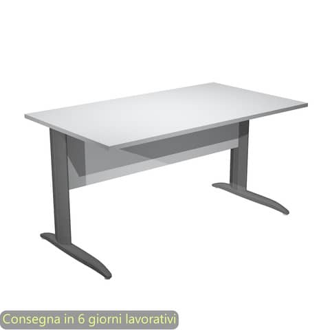 Scrivania piano grigio 140x80xH.72 cm gamba a L in metallo antracite opaco linea Presto Artexport – 002K2/9/AF