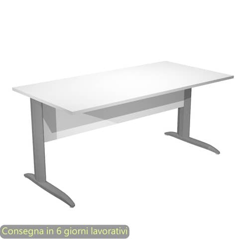 Scrivania piano bianco 160x80xH.72 cm gamba a L in metallo antracite opaco linea Presto Artexport – 003K2/3/AF