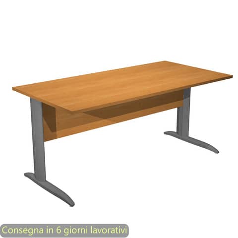 Scrivania piano noce chiaro 160x80xH.72 cm gamba a L in metallo antracite opaco linea Presto Artexport – 003K2/4/AF