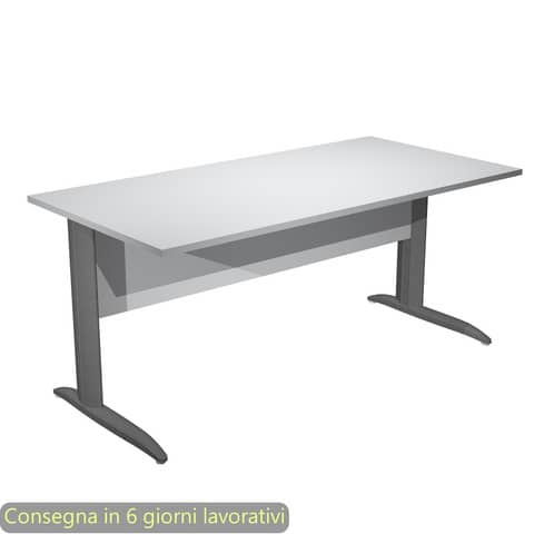 Scrivania piano girgio 160x80xH.72 cm gamba a L in metallo antracite opaco linea Presto Artexport – 003K2/9/AF