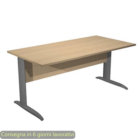 Scrivania piano rovere 160x80xH.72 cm gamba a L in metallo antracite opaco linea Presto Artexport – 003K2/C/AF