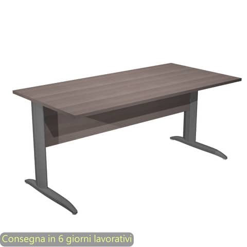 Scrivania piano frassino toscano 160x80xH.72 cm gamba a L in metallo antracite opaco Presto – 003K2/F/AF