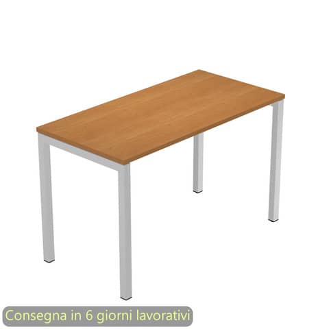 Scrivania piano noce chiaro 120x60xH.72,5 cm gamba a ponte metallo grigio linea Presto Venere Plus – 654/4