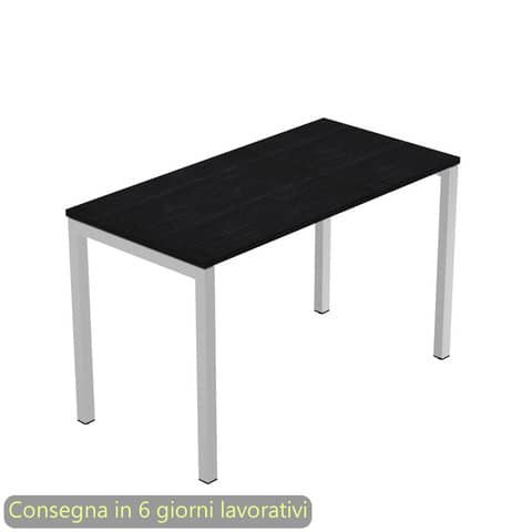 Scrivania piano nero venato frassino 120x60xH.72,5 cm gamba a ponte metallo grigio linea Presto Venere Plus – 654/8
