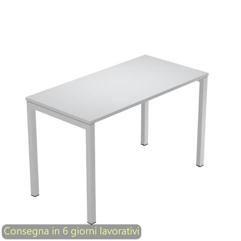 Scrivania piano grigio 120x60xH.72,5 cm gamba a ponte in metallo grigio linea Presto Venere Plus Artexport – 654/9