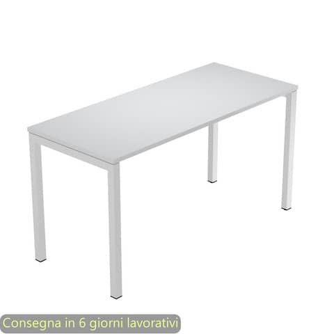 Scrivania piano grigio 140x60xH.72,5 cm gamba a ponte in metallo grigio linea Presto Venere Plus Artexport – 652/9