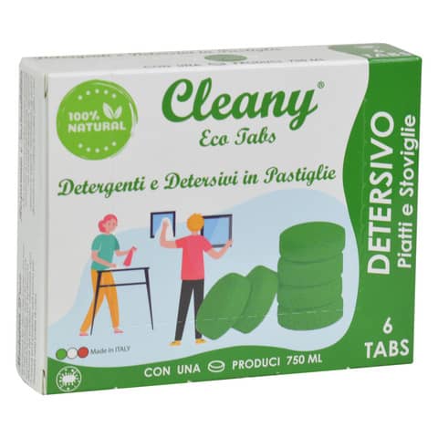 Detersivo igienizzante piatti in pastiglie CLEANY Eco tabs lime – conf. 6 pz – CLT500