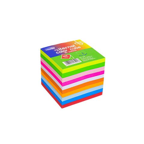 Cubo in carta colorata collato su 1 lato 90x90x90 mm – 800 fogli Memoidea color cube – 3291