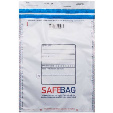 Sacchetti di sicurezza bianco conf. 1.000 pz formato interno – 256×370+40mm Safe Bag B4 – 68283