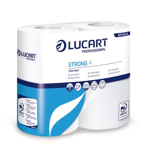 Carta igienica a rotolo Strong 4 – 2 veli – bianca conf. 4 pz. Lucart Professional – 811403I