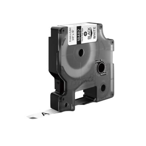Nastro in poliestere per etichettatrice Rhino – colore nero/bianco Dymo 9 mm x 5,5 mt – 18482