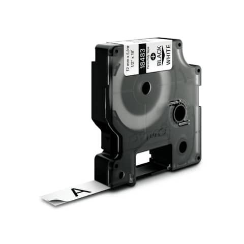 Nastro in poliestere per etichettatrice Rhino – colore nero/bianco Dymo 12 mm x 5,5 mt – 18483