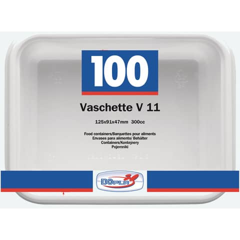 Vaschette bianche V/11 in polistirene 125x95x47mm conf. 100 pz Dopla Professional 400 ml – 7012