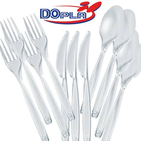 Forchette magnum Compact trasparenti in polistirene conf. 50 pz Dopla Reusable 177 mm – 3437