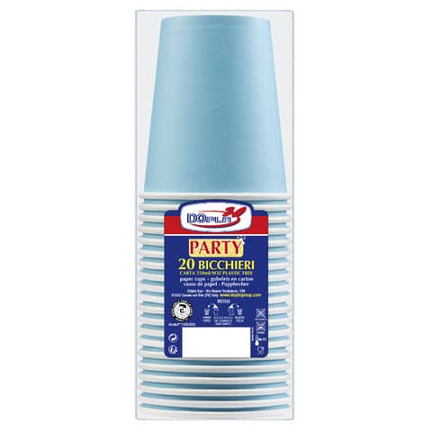 Bicchieri carta WD 250 ml conf. 20 pz Dopla Green azzurro 42190