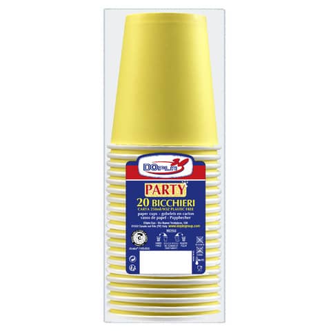 Bicchieri carta WD 250 ml conf. 20 pz Dopla Green giallo 42189